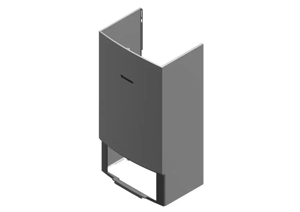 Bosch Geräteteil in grauer Farbe, konturierte Form mit Öffnung an der Unterseite. Oberseite mit gewölbtem Design, montierbar oder als Abdeckung verwendbar.